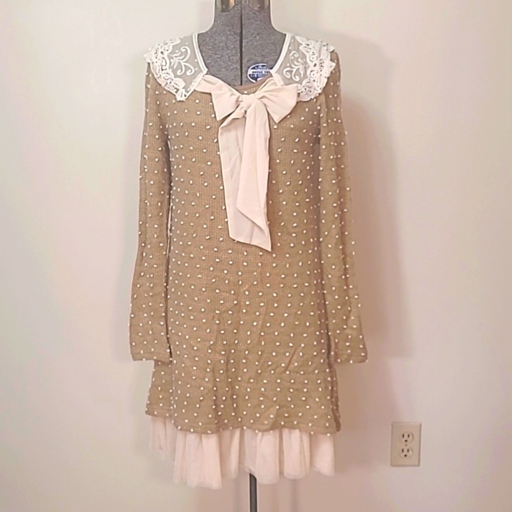 A’Reve Lace Dotted Mini Dress